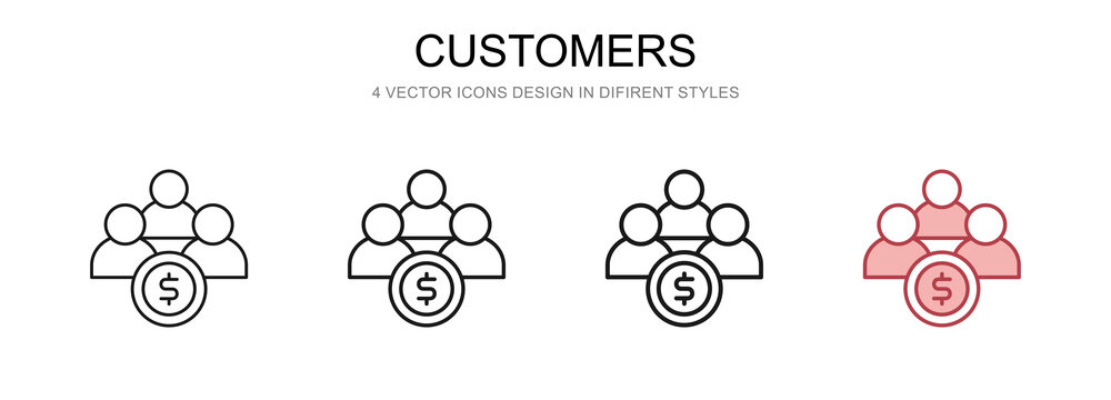 Customers in 4 different styles vector illustration - Powered by Adobe