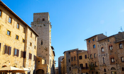 Historic towers and medieval buildings in San Gimignano, Tuscany