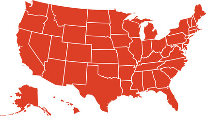 USA map with states isolated on a white background. Vector illustration of the map of the United States of America, AI-Generated Vector © fashanbd