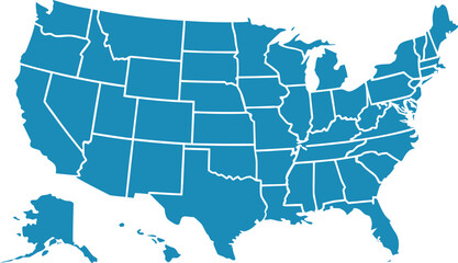 USA map with states isolated on a white background. Vector illustration of the map of the United States of America, AI-Generated Vector © fashanbd