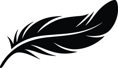 Elegant black feather vector illustration avian plumage graphic element isolated