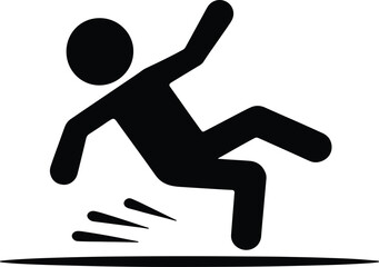 Slipping hazard warning sign with person falling on slippery surface