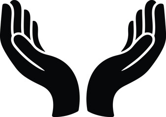 Two open hands concept of giving receiving caring and support