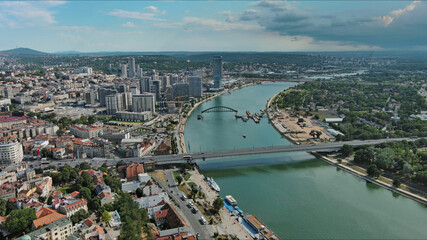Belgrade city and bridges over Sava river