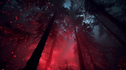 Dark Fantasy Forest with Cinematic Red Glow