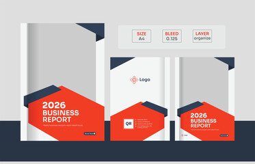 Red-Orange Business Brochure Template with Creative Shapes and Modern Clean Layout.