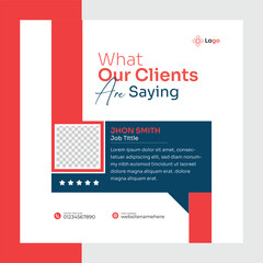 Modern client testimonial template for business feedback and customer rating post