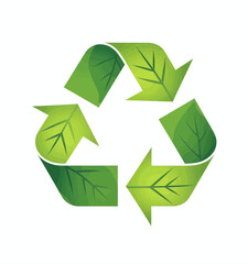 Obraz premium Green Leaf Recycling Symbol Icon Design