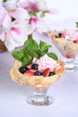 French Crepes with Filling and Fruit