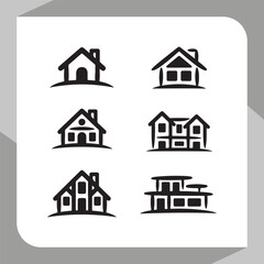 Naklejka premium Set of stylized house icons representing home and real estate