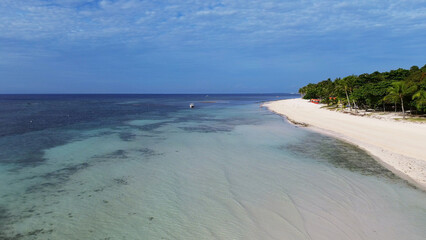 Tropical beach with white sand and palm trees