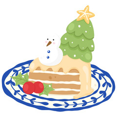 Blue Porcelain Christmas Cookies and Sweets | Delft Blue Holiday Clipart | Blue and White Winter Vector