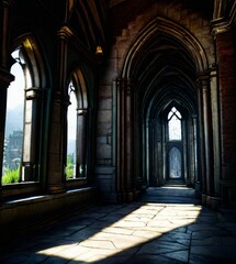 Obraz premium Historical Architecture: Solemn Stone Chamber Reminiscent of a Medieval Abbey or Castle