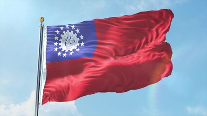 4K Myanmar flag waving in the wind - realistic Myanmar flag animation in high resolution, perfect for Myanmar national day, independence, travel and patriotic video projects