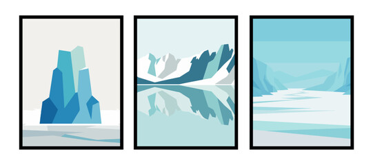 Glacial White Serenity Abstract Poster Set