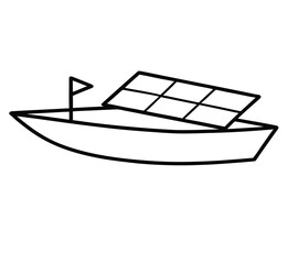 Boat with a solar panel on its roof