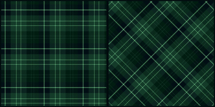 Dark green blue tone plaid seamless pattern vector. Background graphic tartan fashion design use for print, texture, cloth, fabric, flannel.