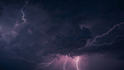 Electric Veins. A Dance of Light and Shadow in the Twilight Sky, Abstract View.