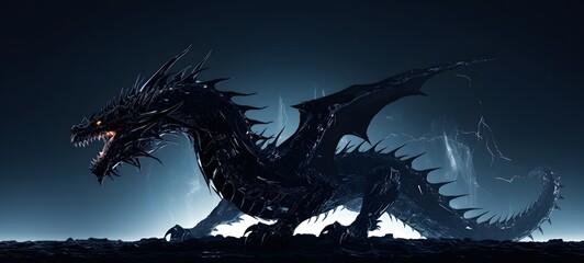 Fototapeta premium silhouette of dragon busther ,generative AI
