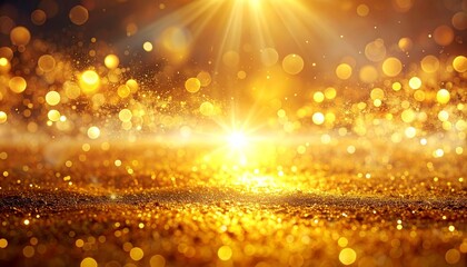 Obraz premium Golden sparkle background with bokeh lights and radiant glow for luxury or festive occasions.