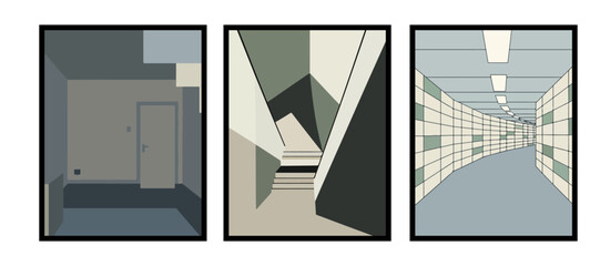 Isolated parking area surrounded by pale mist