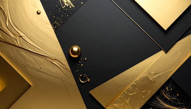 Elegant Gold and Black Abstract Design for Luxury Branding and High End Presentation Backdrop.