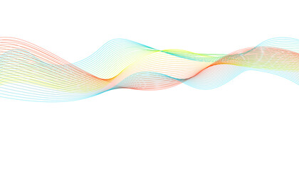 Flowing, colorful gradient mesh vector illustration. Modern, ethereal sine wave element for design projects.