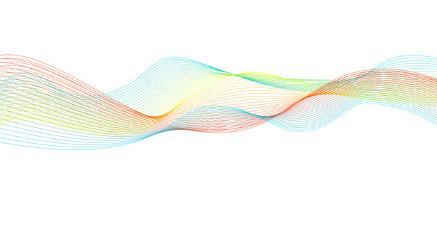 Flowing, colorful gradient mesh vector illustration. Modern, ethereal sine wave element for design projects.