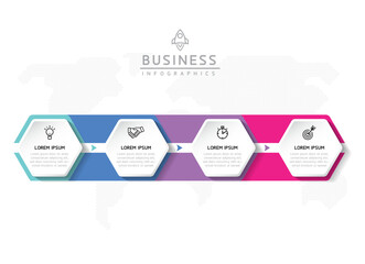 Vector infographic business presentation template with circular interconnection with 4 options.