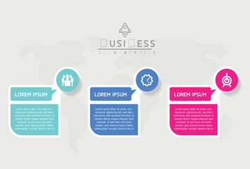 Vector infographic business presentation template with circular interconnection with 3 options.