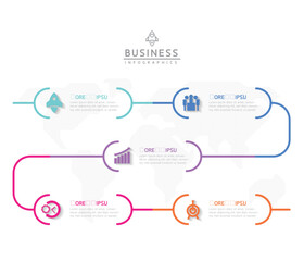 Vector infographic business presentation template with circular interconnection with 5 options.