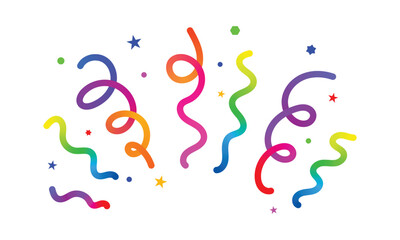 Vector Birthday Confetti. Parties and Birthdays Celebrations Design. 3D Element for Carnivals. Ribbons with Star.