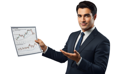 Businessman showing financial chart