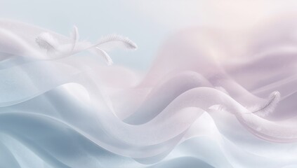 Ethereal Abstraction. Serene Swirls and Gentle Feathers in Soft Pastel Hues.