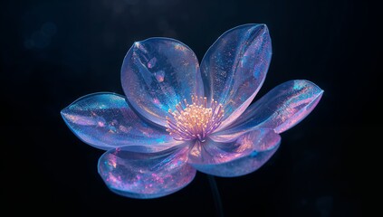 Ethereal Bloom. A Delicate, Translucent Flower Against a Dark Backdrop.