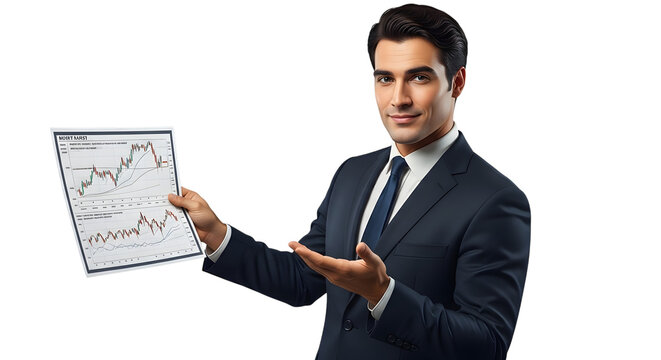 Businessman showing financial chart