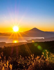 富士山からの初日の出：お正月