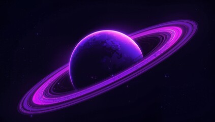 Ethereal Violet Realm. A Cosmic Dance of Light and Shadow, Rings of Mystery.