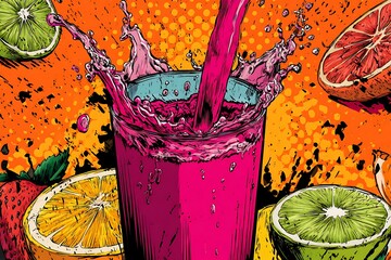 Pop Art Style Fresh Fruit