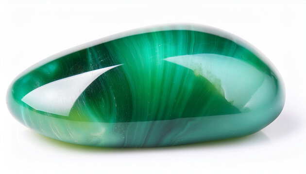Sample Of Tumbled Green Opalite Mineral On White