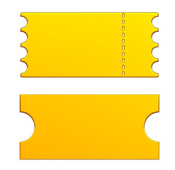 Golden ticket on png transparent background.