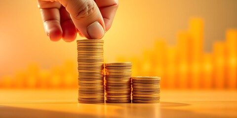 Coin stacks representing financial growth