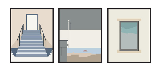 Faint reflections across a vacant concrete parking structure