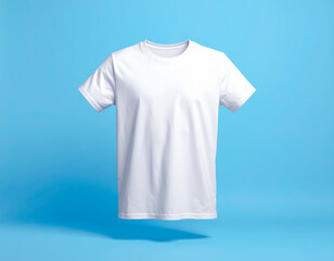 tshirt white colour mock up isolated on blue background