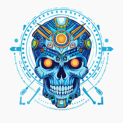 Cybernetic skull design, a fusion of human anatomy and advanced technology interface art
