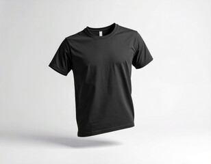 tshirt black colour mock up isolated on white background