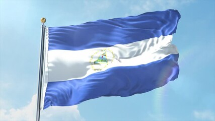 4K Nicaragua flag waving in the wind - realistic Nicaragua flag animation in high resolution, perfect for Nicaragua national day, independence, travel and patriotic video projects