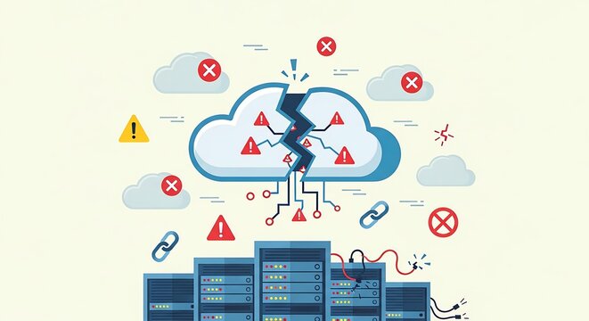 Cloud Computing Failure, Data Breach, Server Downtime, IT Problem