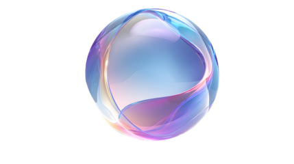 Translucent sphere with iridescent swirls and soft hues