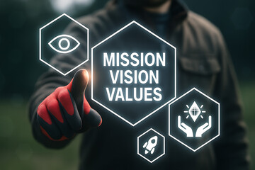 Industry concept of Mission Vision Values Success Strategy new